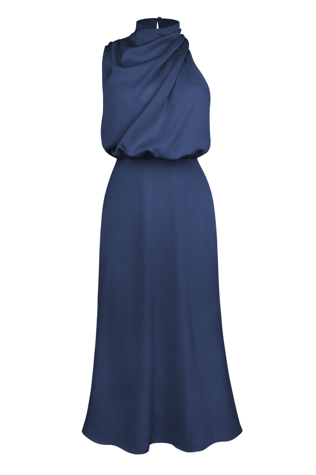 Midnight Drape-Neck Maxi Dress