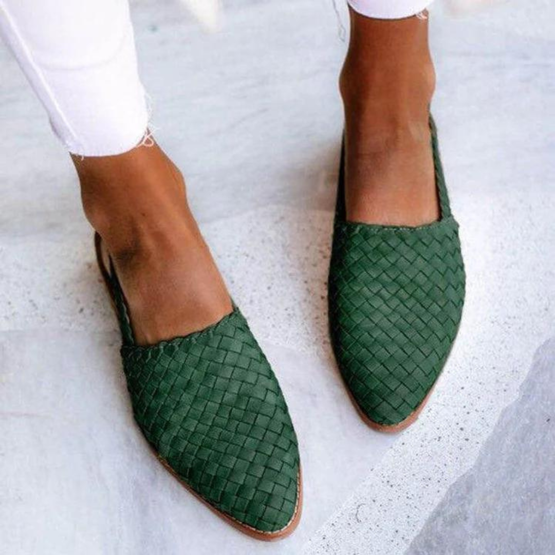 Siena Woven Slingback Flats – Chestnut Brown
