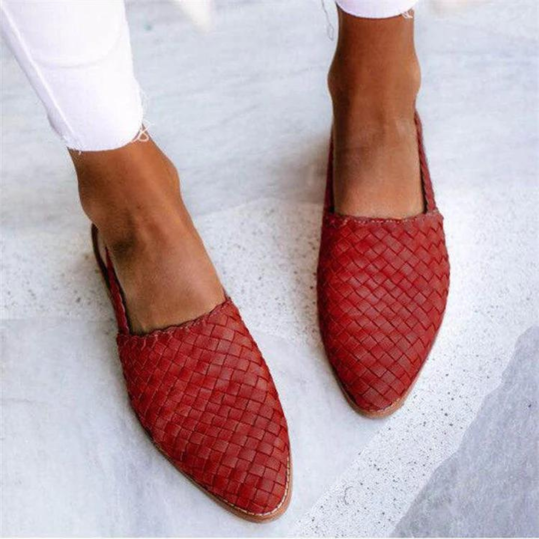 Siena Woven Slingback Flats – Chestnut Brown