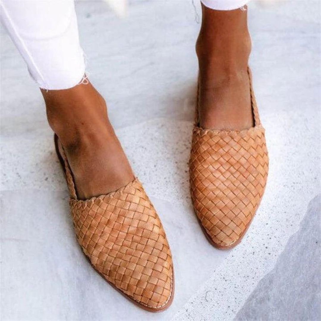 Siena Woven Slingback Flats – Chestnut Brown