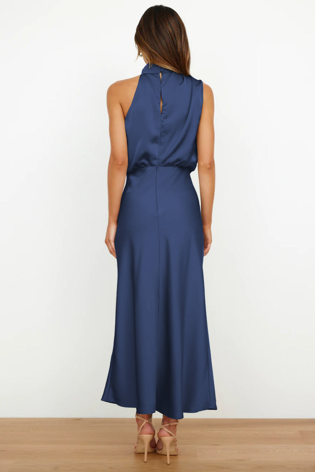 Midnight Drape-Neck Maxi Dress