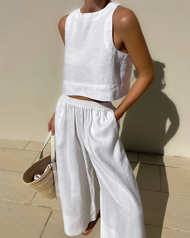 Luna’s Sunlit Grace Textured Crop Top Set