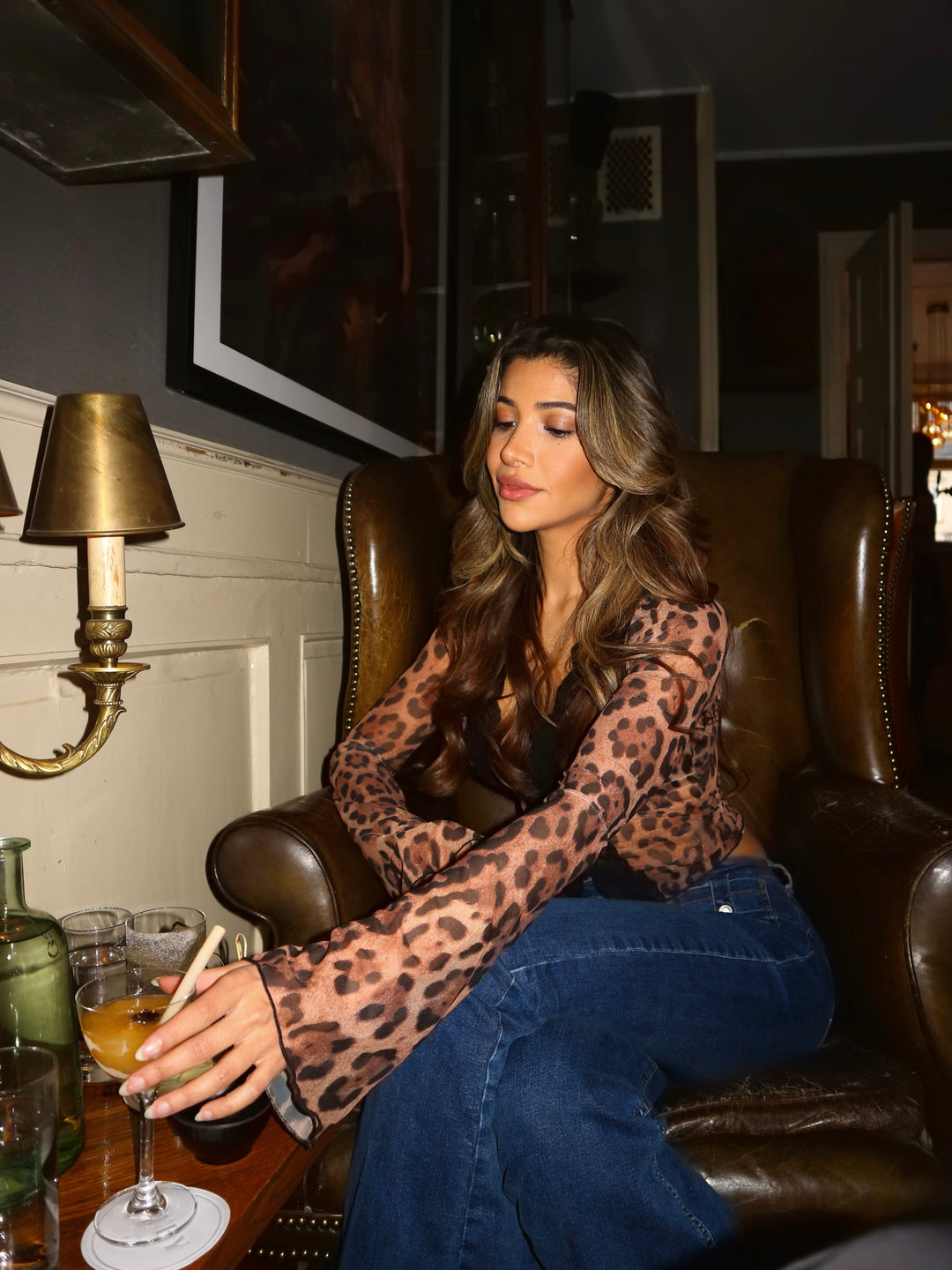 Wild Allure Leopard & Lace Sheer Top