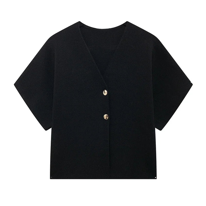 Élise Short-Sleeve Structured Blouse