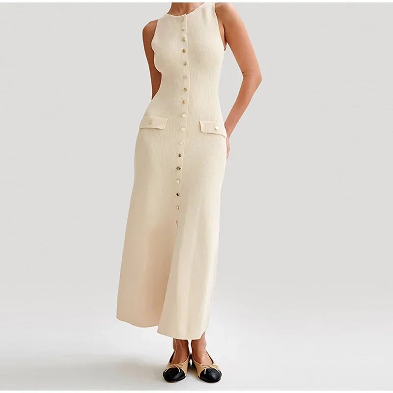 Éloise Button-Front Maxi Dress