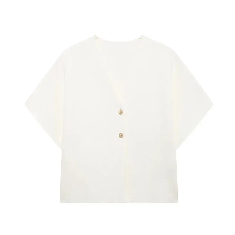 Élise Short-Sleeve Structured Blouse