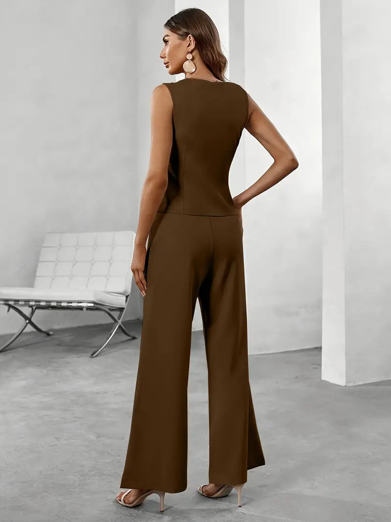 Selène Tailored Waistcoat and Wide-Leg Trouser Set