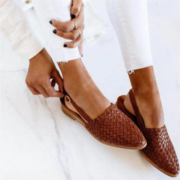 Siena Woven Slingback Flats – Chestnut Brown