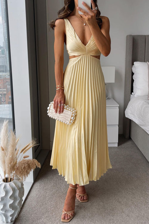 Celeste Pleated Cut-Out Midi Dress