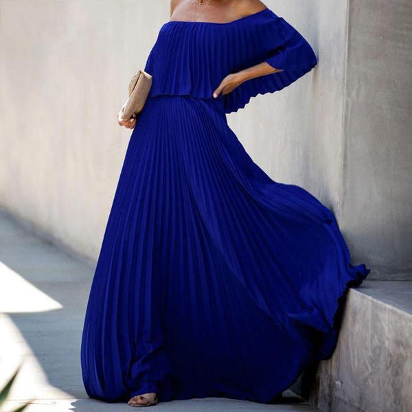 Seraphina Off-Shoulder Pleated Gown