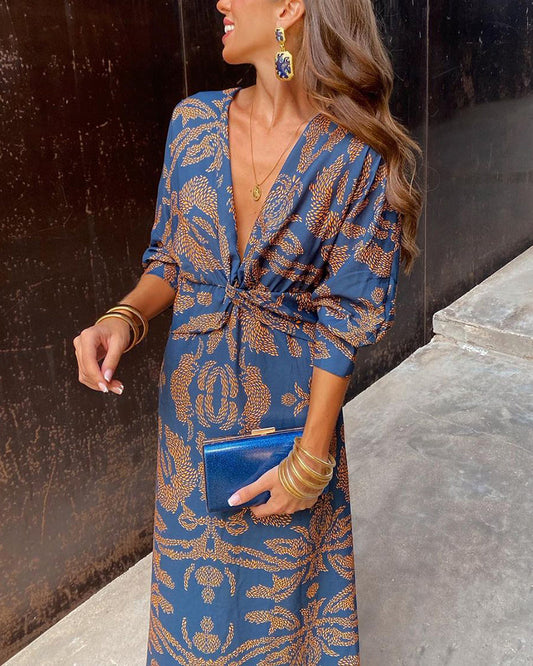 Amara Twist-Front Midi Dress
