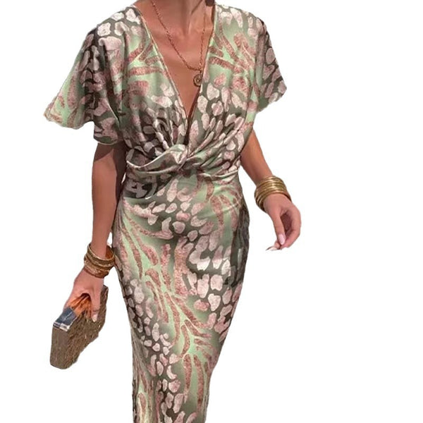 Savanna Mirage Draped Midi Dress