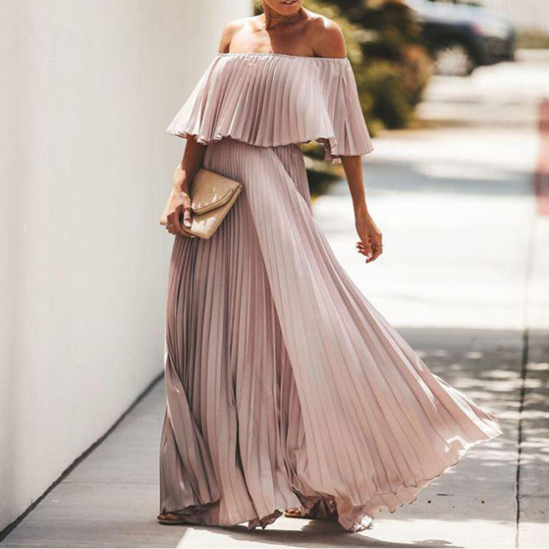 Seraphina Off-Shoulder Pleated Gown