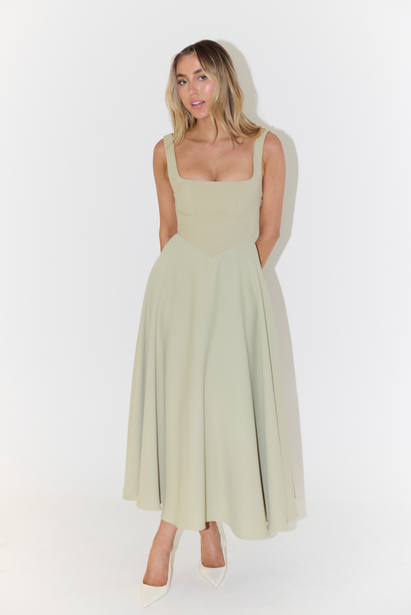 Amélie Square-Neck Midi Dress