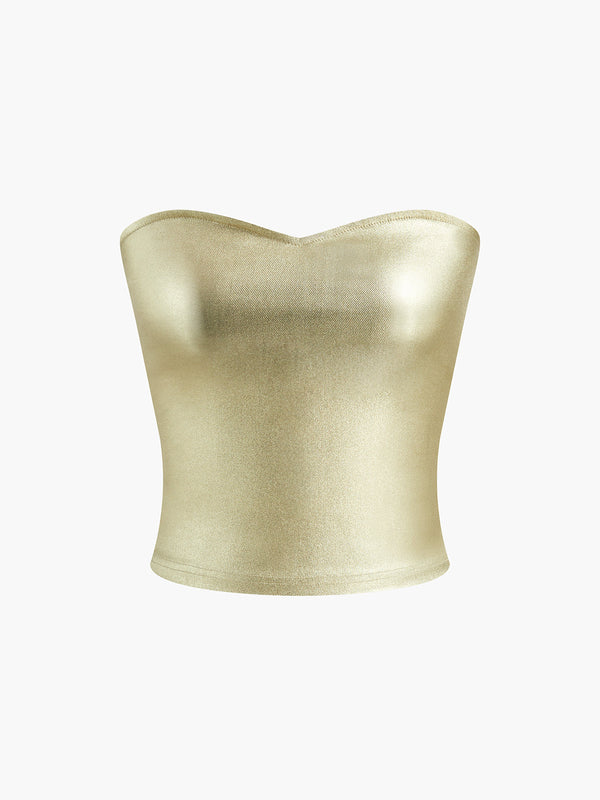 Aurora Metallic Strapless Top