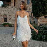 Celina Embellished Feather Mini Dress