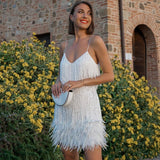 Celina Embellished Feather Mini Dress