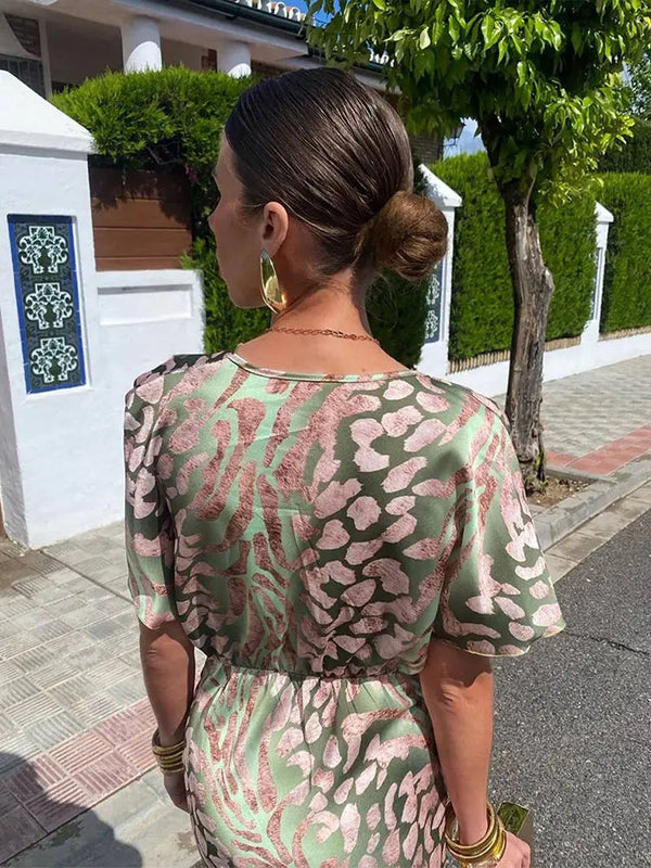 Savanna Mirage Draped Midi Dress