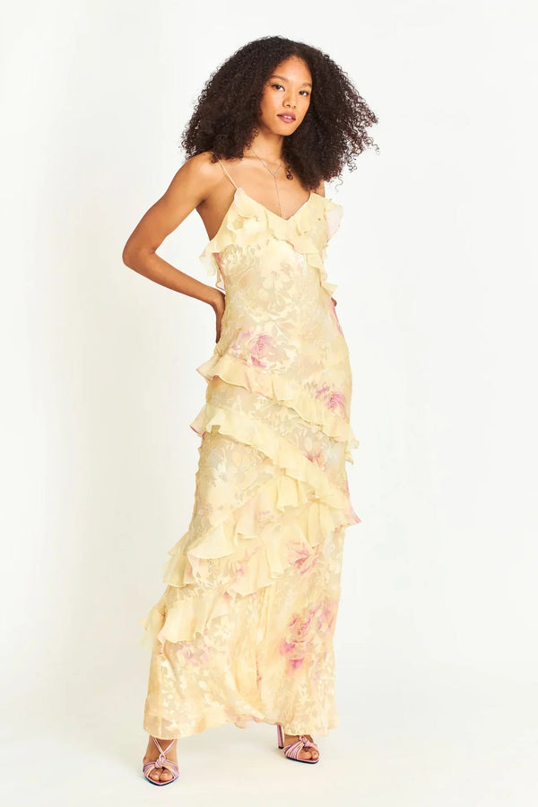 Soleil Cascade Ruffle Maxi