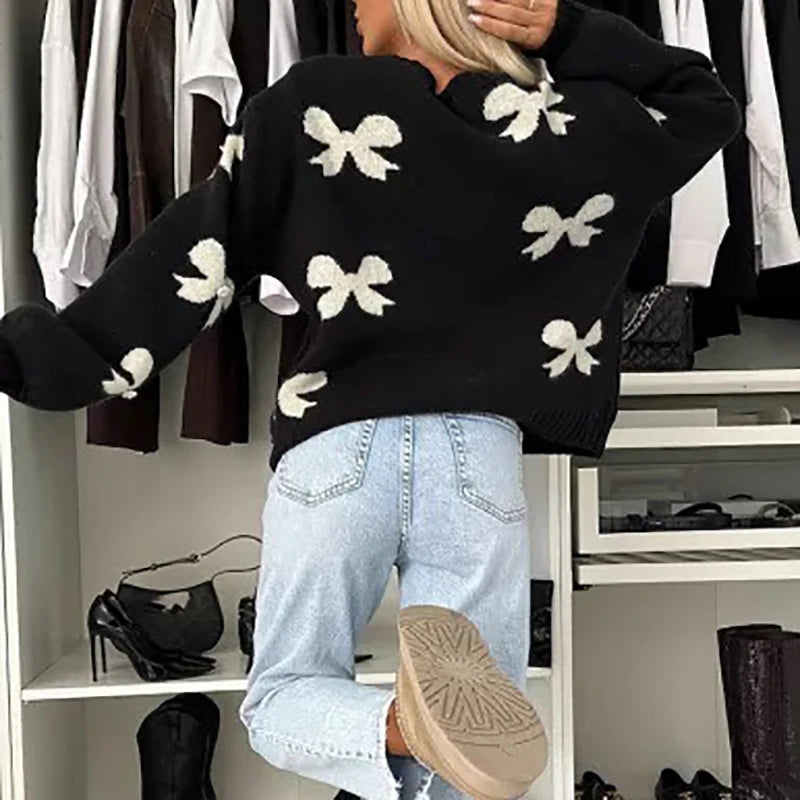 Black Elegant Butterfly Knot Sweater