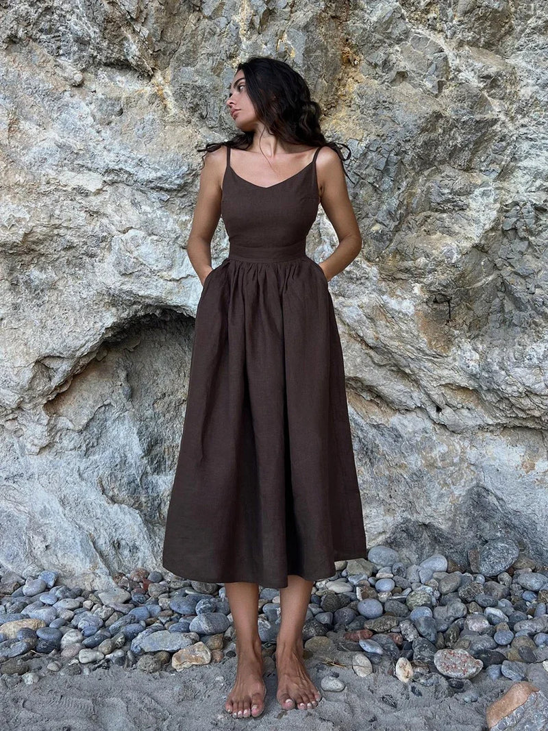 Coastal Serenity Linen Maxi Dress