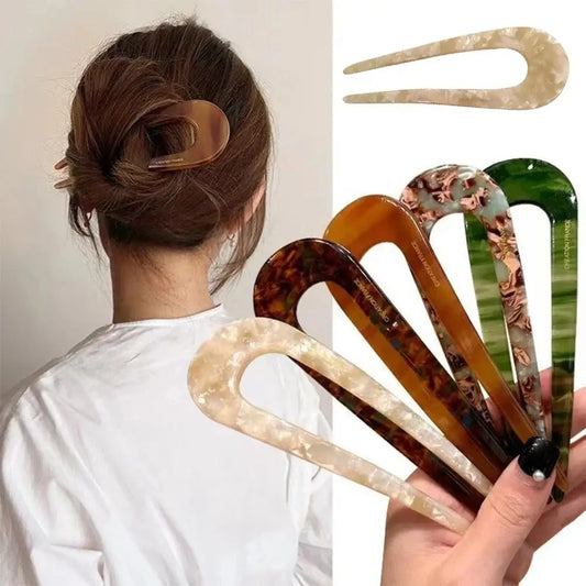 U-shaped Hairpin Female Meatball Head Pan Hair Hairpin New Head Simple Chinese Hairpin Modern Style Temperament Hairpin