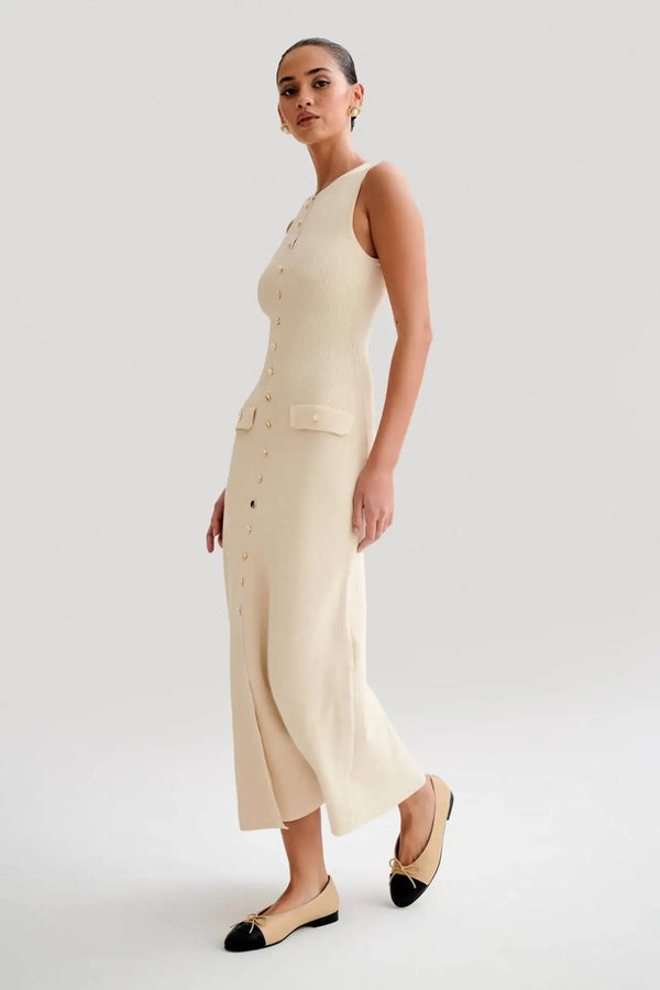 Éloise Button-Front Maxi Dress