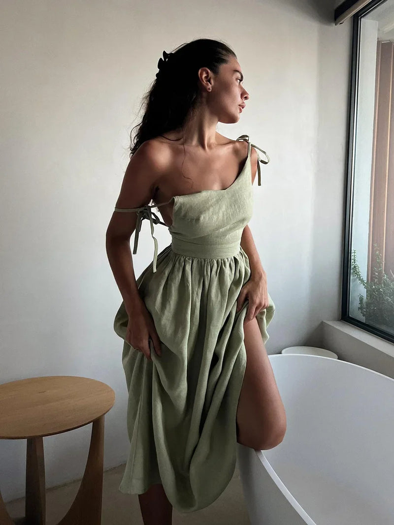 Coastal Serenity Linen Maxi Dress