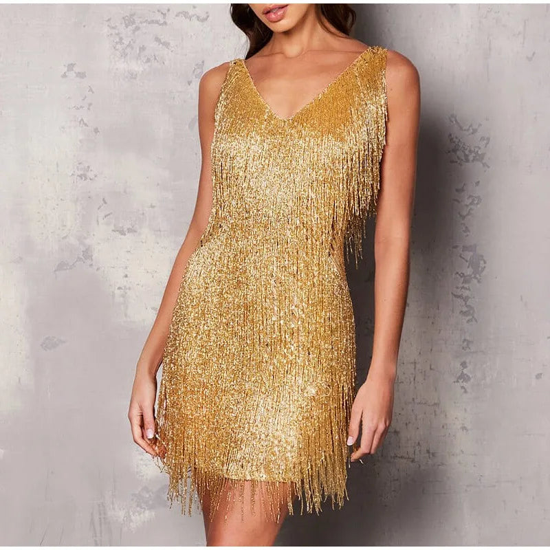 Tassel Sequin Mini Dress