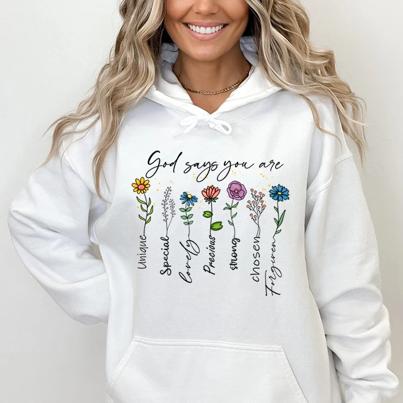 Unique Flower Print Hoodie