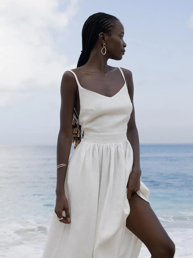 Coastal Serenity Linen Maxi Dress