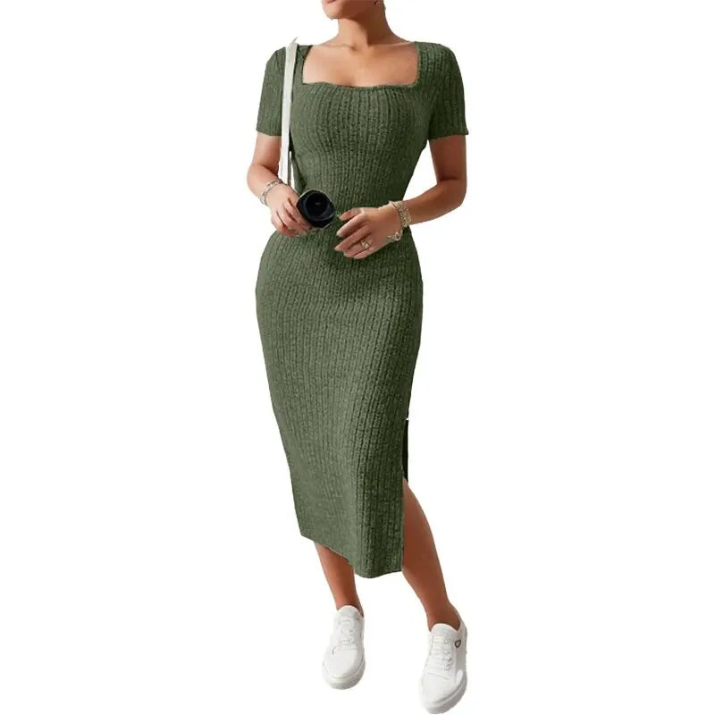 Versatile Slit Knit Dress