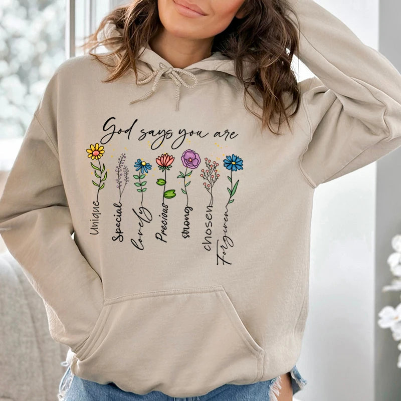 Unique Flower Print Hoodie