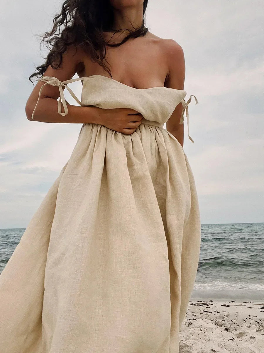 Vintage V-Neck Beach Dress