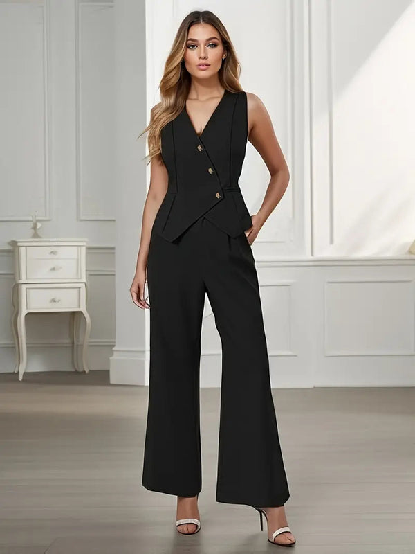 Selène Tailored Waistcoat and Wide-Leg Trouser Set