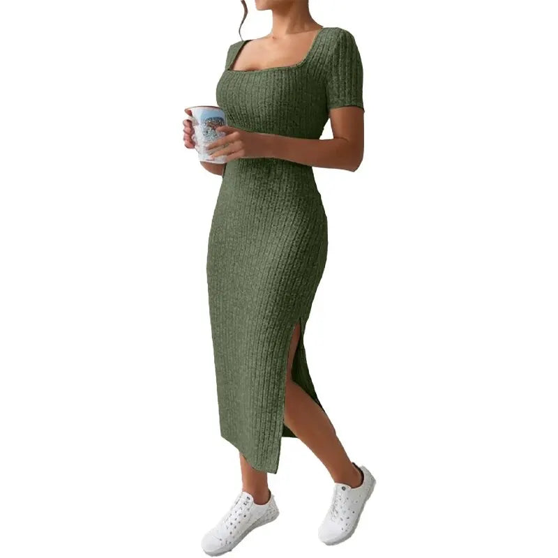 Versatile Slit Knit Dress