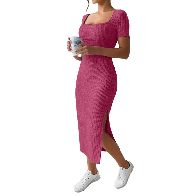 Versatile Slit Knit Dress