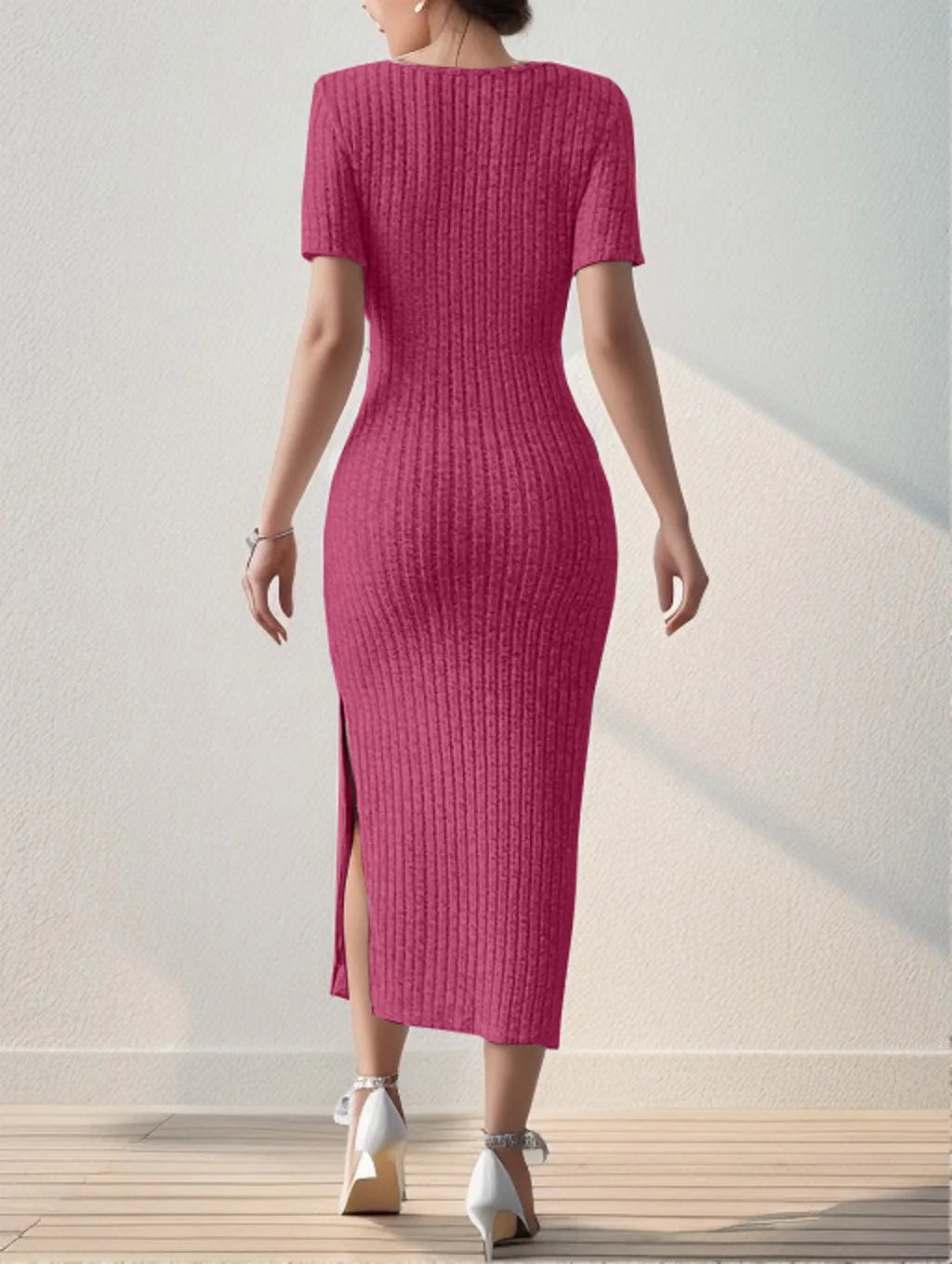 Versatile Slit Knit Dress