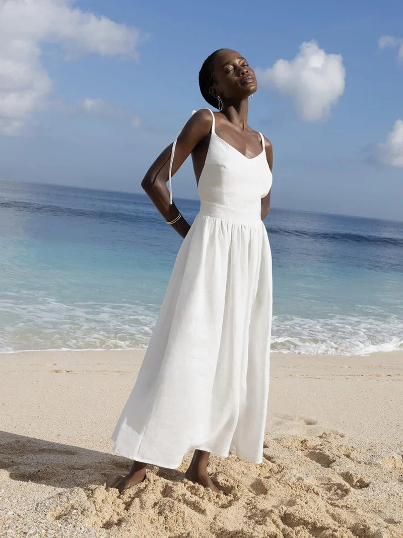 Coastal Serenity Linen Maxi Dress