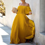 Seraphina Off-Shoulder Pleated Gown